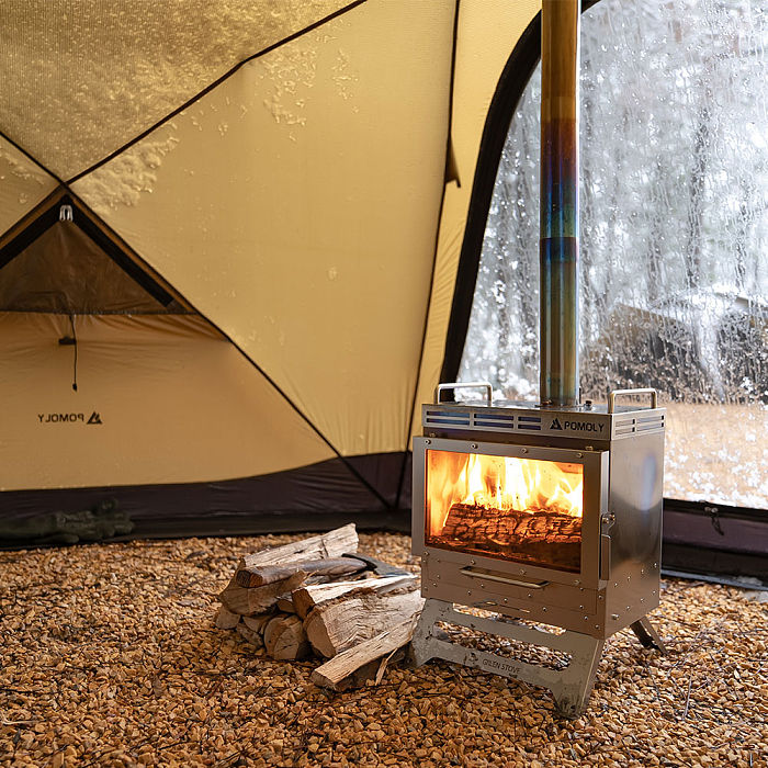 Dweller-Ti Titanium Wood Stove | Segmented Titanium Chimney Version | POMOLY & GREEN STOVE New Arrival