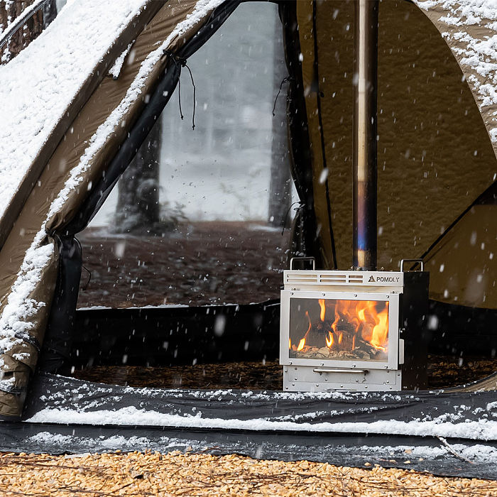 Dweller-Ti Titanium Wood Stove | Segmented Titanium Chimney Version | POMOLY & GREEN STOVE New Arrival