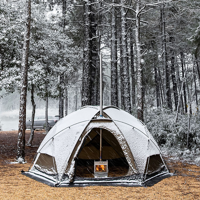Dweller-Ti Titanium Wood Stove | Segmented Titanium Chimney Version | POMOLY & GREEN STOVE New Arrival