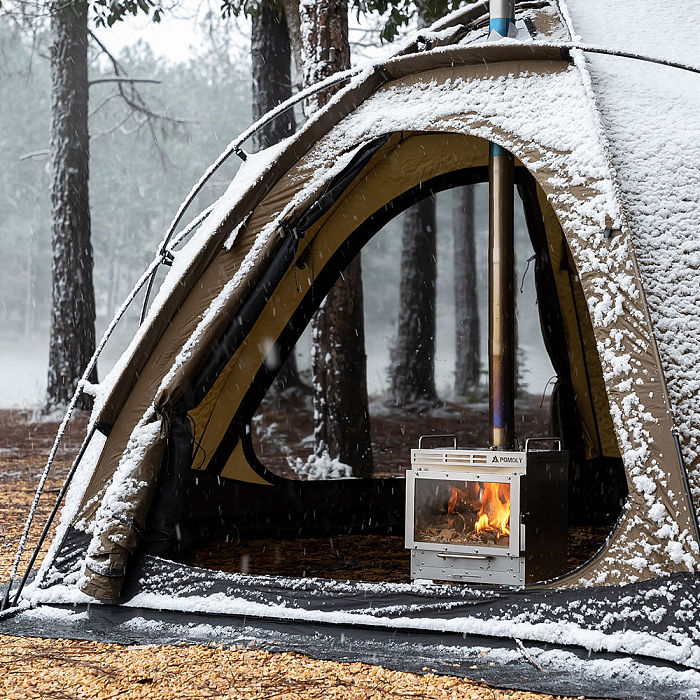 Dweller-Ti Titanium Wood Stove | Segmented Titanium Chimney Version | POMOLY & GREEN STOVE New Arrival