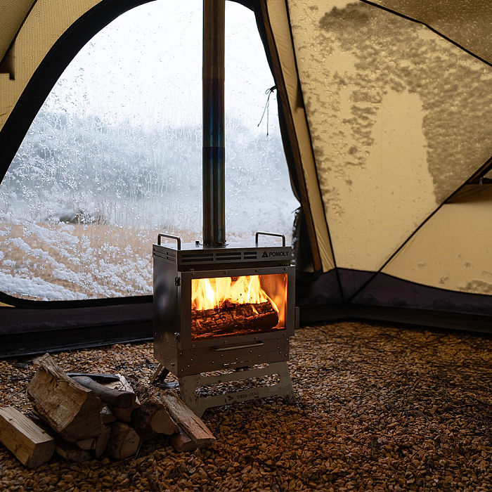 Dweller-Ti Titanium Wood Stove | Segmented Titanium Chimney Version | POMOLY & GREEN STOVE New Arrival