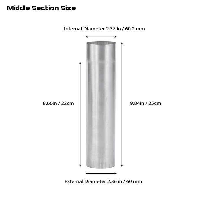 Φ2.36in x 9.84in (Φ6cm x 25cm) Titanium Extension Middle Section Chimney Set | POMOLY New Arrival
