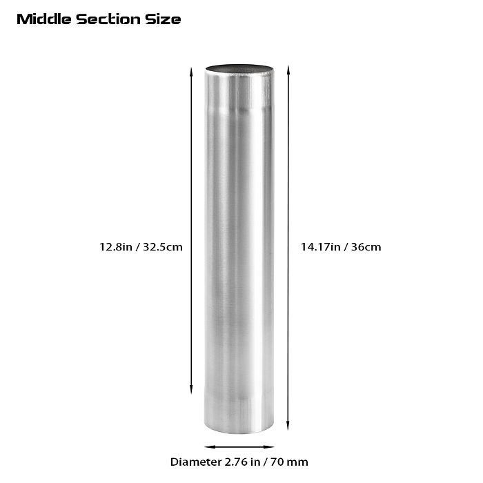 Φ2.76in x 14.17in (Φ7cm x 36cm) Titanium Extension Middle Section Chimney Set | POMOLY New Arrival