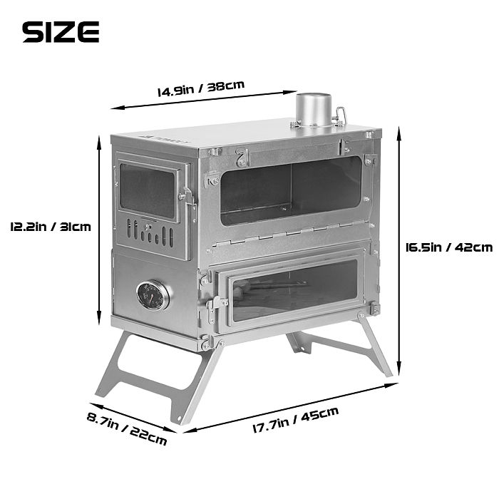 [Independence Day Sale] T1 Taisoca Oven Stove | Portable Titanium Tent Wood Stove with Oven Part | 2022 New Arrival