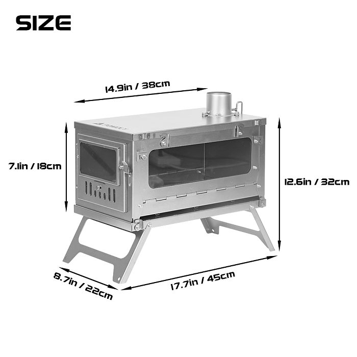 [Independence Day Sale] T1 Taisoca Oven Stove | Portable Titanium Tent Wood Stove with Oven Part | 2022 New Arrival