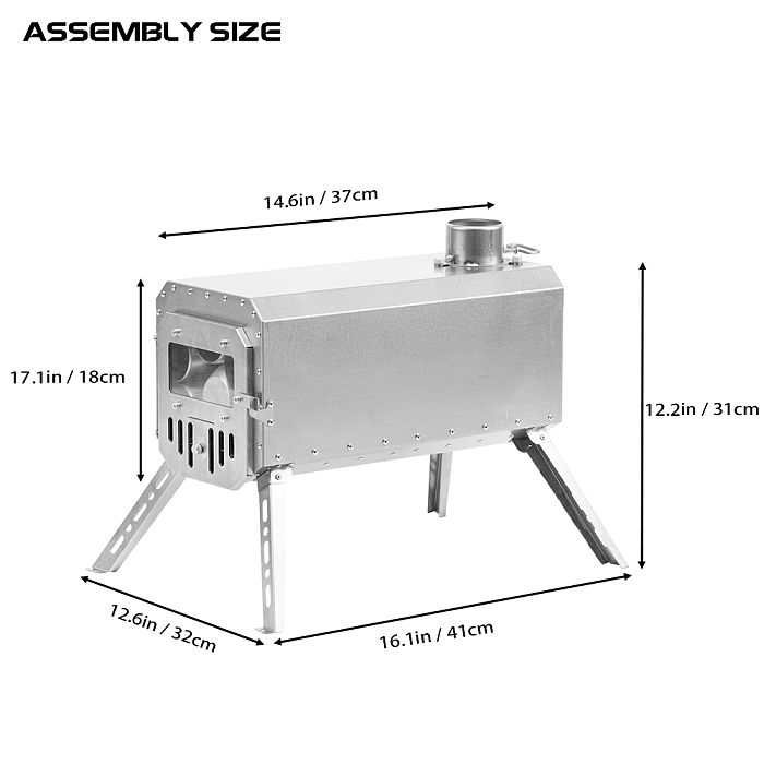 Traveller Wood Stove | Non Rolling Titanium Chimney Version | Ultralight Tent Stove
