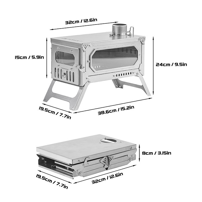 【Limited Deals】T-Brick Mini 2.0 | Portable Titanium Wood Stove for Solo Hot Tent Camping | POMOLY New Arrival