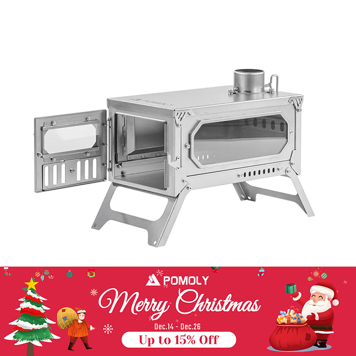 【Limited Deals】T-Brick Mini 2.0 | Portable Titanium Wood Stove for Solo Hot Tent Camping | POMOLY New Arrival