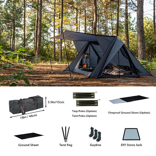 STOVEHUT 20 (Blue Grey)  Bushcraft Hot Tent with Stove | POMOLY New Arrival 2025