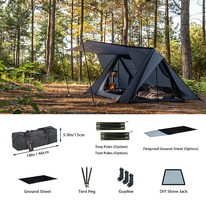 STOVEHUT 20 (Blue Grey)  Bushcraft Hot Tent with Stove | POMOLY New Arrival 2025