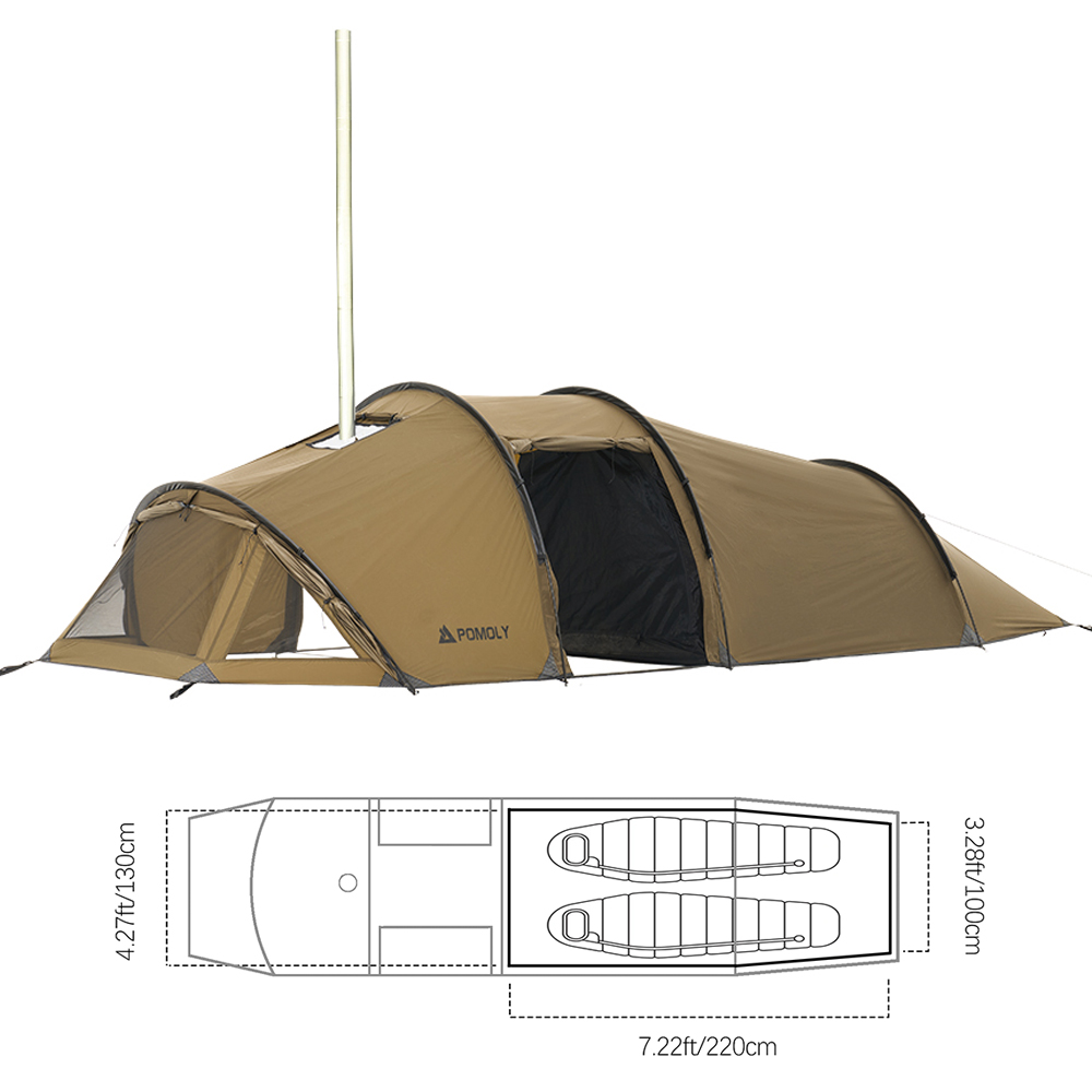 POMOLY Openvista 2 Tunnel Tent Camping Hot Tent for Sale