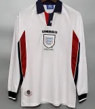 1998 England Home Retro Long Sleeve Soccer Jersey