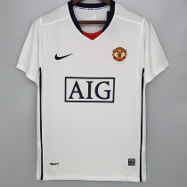 2008-2009 Man Utd  Away White Retro Soccer Jersey