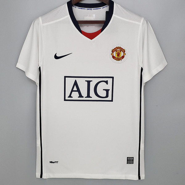 2008-2009 Man Utd  Away White Retro Soccer Jersey