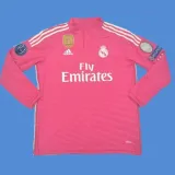 2014-2015 RMA Away Pink Long Sleeve Retro Soccer Jersey