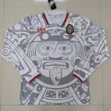 1998 Mexico Away White Long Sleeve Retro Soccer Jersey (长袖) 带小字