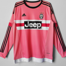 2015-2016 JUV Away  Pink Retro Long Sleeve Soccer Jersey (长袖)