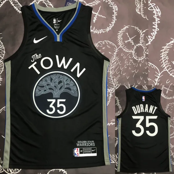 2020 Warriors  DURANT  #35 Black Grey Top Quality Hot Pressing NBA Jersey