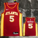 HAWKS MURRY #5 Red Top Quality Hot Pressing NBA Jersey  (Trapeze Edition)