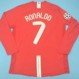 2007-2008 Man Utd home Red long sleeve Retro soccer jersey (长袖)(决赛字)
