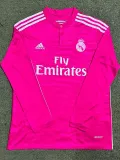 2014-2015 RMA Away Pink Long Sleeve Retro Soccer Jersey