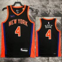 22-23 KNICKS ROSE #4 Black Top Quality Hot Pressing NBA Jersey (Trapeze Edition) 飞人版
