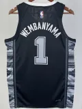 22-23 SA Spurs WEMBANYAMA #1 Black Top Quality Hot Pressing NBA Jersey (Trapeze Edition) 飞人版