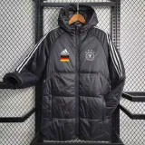 23-24 Germany Black Hooded Cotton Coat White Edge (白色边) 棉衣
