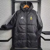 23-24 Argentina Black Hooded Cotton Coat White Edge (白色边) 棉衣