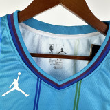 23-24 HORNETS BALL #1 Blue Top Quality Hot Pressing NBA Jersey (Retro Logo)