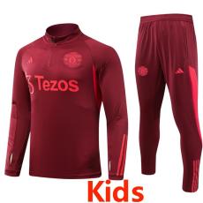 2023 Man Utd Red Kids Half Pull Tracksuit (童装) (半拉链)