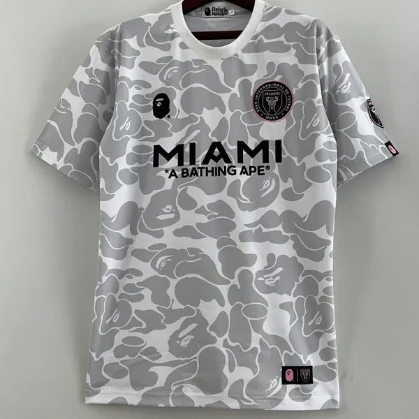 23-24 Inter Miami Grey White Joint Edition Fans Soccer Jersey (左袖带图案)猿