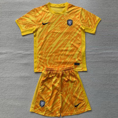 24-25 Netherlands Yellow GoalKeeper Kids Soccer Jersey
