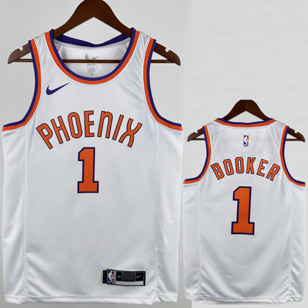 2017-2018 SUNS BOOKER #1 White Retro Top Quality Hot Pressing NBA Jersey
