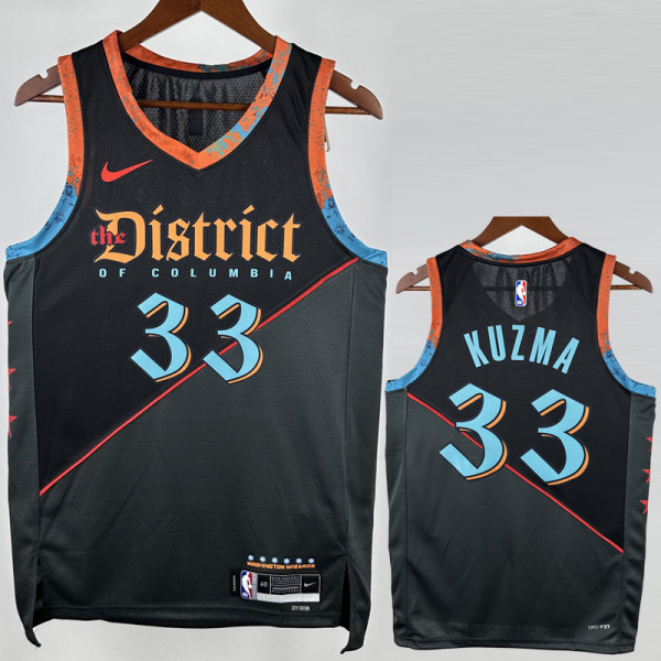 23-24 Wizards KUZMA #33 Black City Edition Top Quality Hot Pressing NBA Jersey