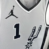 20-21 SA Spurs WEMBANYAMA #1 Grey Top Quality Hot Pressing NBA Jersey (Trapeze Edition) 飞人版