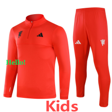 24-25 Man Utd Red Kids Half Pull Tracksuit (童装)(半拉链)