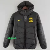 24-25 Ittihad Black Hooded Cotton Coat #棉衣