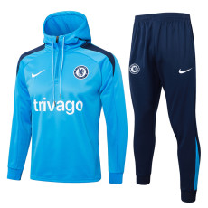 24-25 CHE Lake blue Hoodie Half Pull Tracksuit #F606半拉连帽