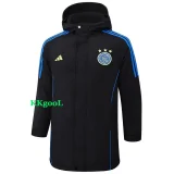 24-25 Ajax Black Hooded Windbreaker Fabric Cotton Coat #G190