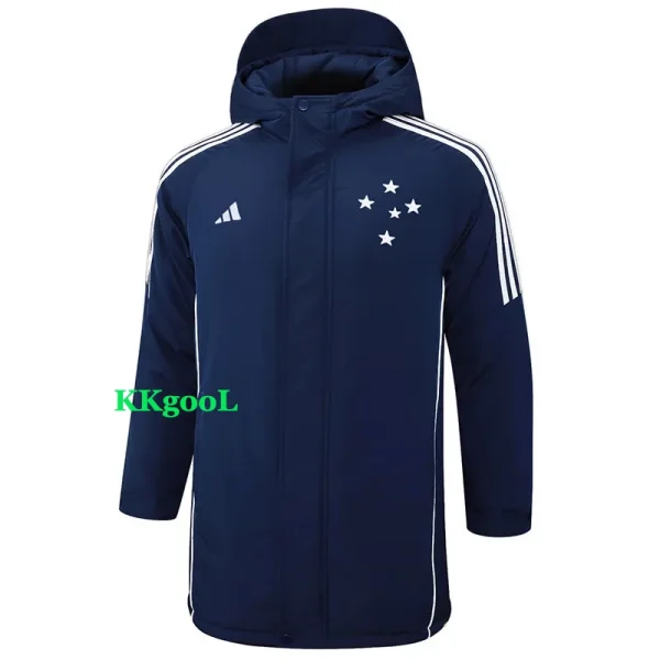 24-25 Cruzeiro Royal Blue Hooded Windbreaker Fabric Cotton Coat #G214