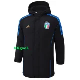 24-25 Italy Black Hooded Windbreaker Fabric Cotton Coat #G224