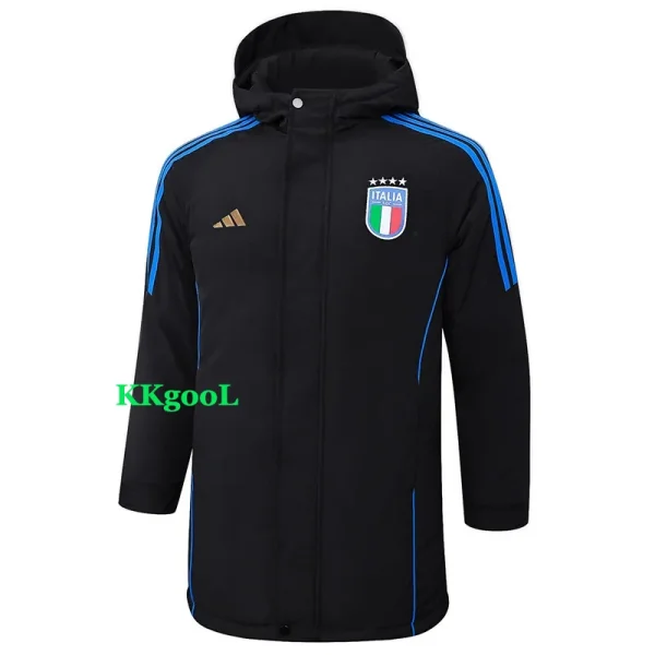 24-25 Italy Black Hooded Windbreaker Fabric Cotton Coat #G224