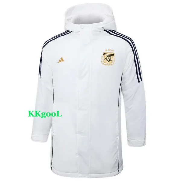 24-25 Argentina White Hooded Windbreaker Fabric Cotton Coat #G183(金标)