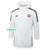 24-25 Man Utd White Hooded Windbreaker Fabric Cotton Coat #G219
