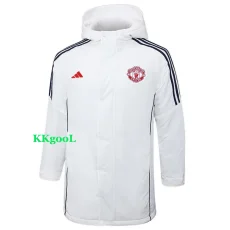 24-25 Man Utd White Hooded Windbreaker Fabric Cotton Coat #G219