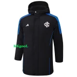 24-25 Internacional Black Hooded Windbreaker Fabric Cotton Coat #G196