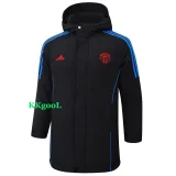 24-25 Man Utd Black Hooded Windbreaker Fabric Cotton Coat #G221
