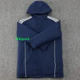 24-25 Man Utd Royal Blue Hooded Windbreaker Fabric Cotton Coat #G220