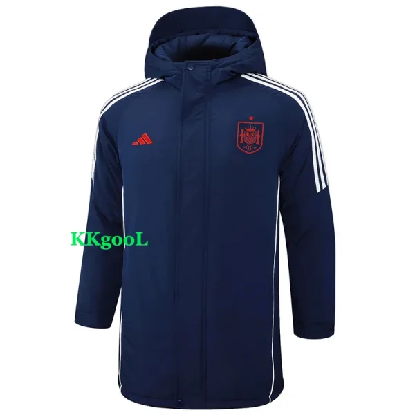24-25 Spain Royal Blue Hooded Windbreaker Fabric Cotton Coat #G232